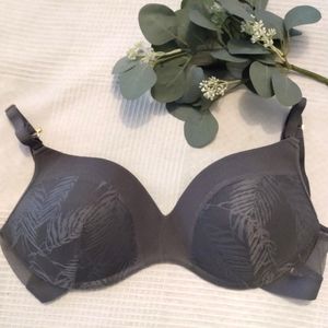 No-Wire Lively Push-Up Palm Smooth Lace Bra Smoke Gray